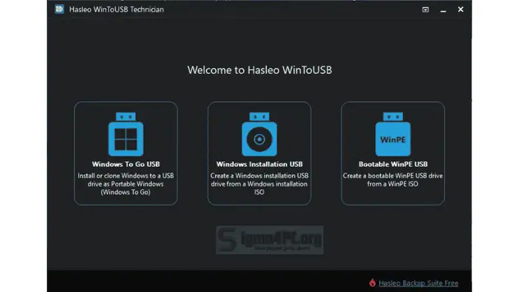 لوحة معلومات WinToUSB تعرض ميزات إنشاء محرك أقراص USB وإدارة تثبيت النظام.