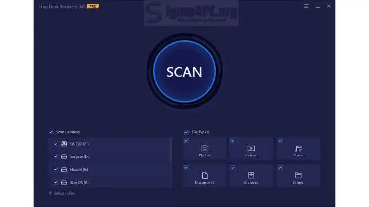 لوحة معلومات iTop Data Recovery Pro سهلة الاستخدام تعرض أدوات الاسترداد وأشرطة التقدم لمهام استعادة البيانات.